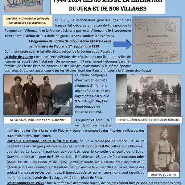 Bulletin numéro 7 1944-2024 les 80 ans de la libération du Jura et de nos villages ·     